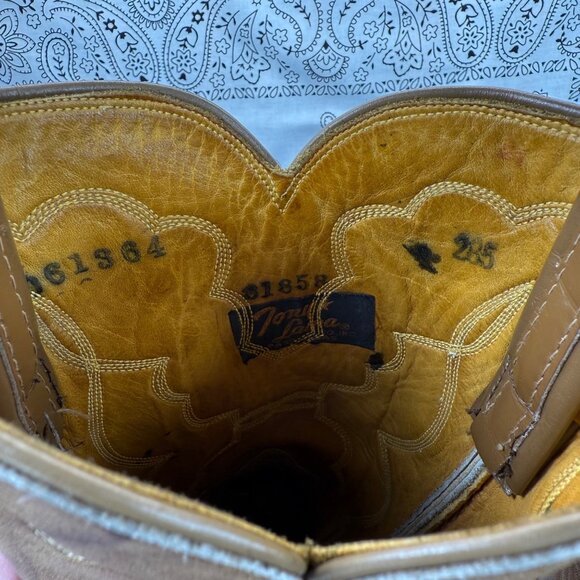 VTG RARE Tony Lama Black Label Tan Marbel Leather Boots Mens Size 8.5B main image 11